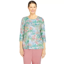 Plus Size Alfred Dunner Isle of Capri Pants Garden Scenic Top