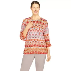 Plus Size Alfred Dunner Key Largo Ikat Printed Boho Top