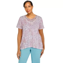 Petite Alfred Dunner Isle of Capri Pants Animal Print Top