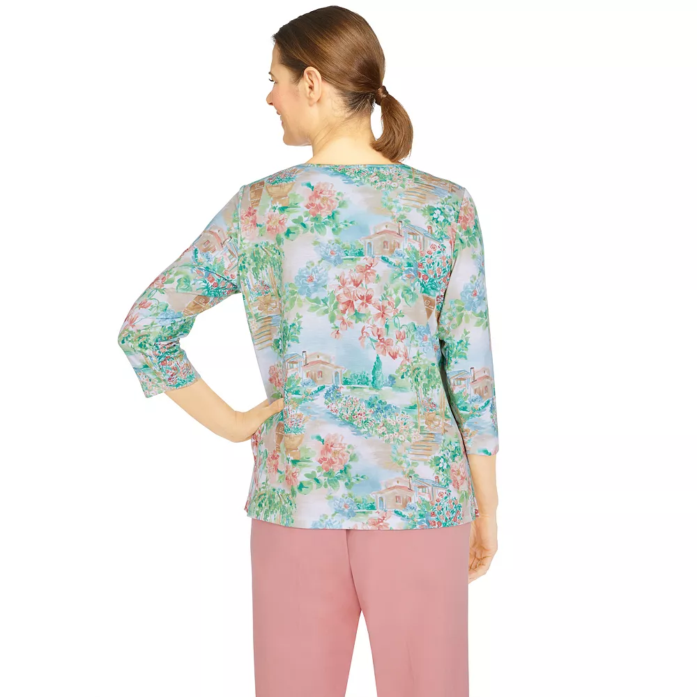 Petite Alfred Dunner Isle of Capri Garden Scenic Top 2 Petite Alfred Dunner Isle of Capri Garden Scenic Top - Image 2