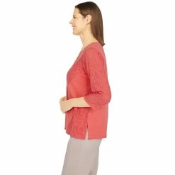 Petite Alfred Dunner Key Largo Solid Lace Spliced Top -Alfred Dunner Shop 5848721 ALT3