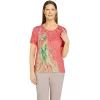 Petite Alfred Dunner Key Largo Watercolor Parrot Print Top