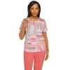 Petite Alfred Dunner Key Largo Patchwork Print Knit Top