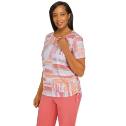Petite Alfred Dunner Key Largo Patchwork Print Knit Top -Alfred Dunner Shop 5848727 ALT2