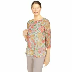 Petite Alfred Dunner Key Largo Mesh Floral Textured Top 7 Petite Alfred Dunner Key Largo Mesh Floral Textured Top -Alfred Dunner Shop 5848729 ALT2