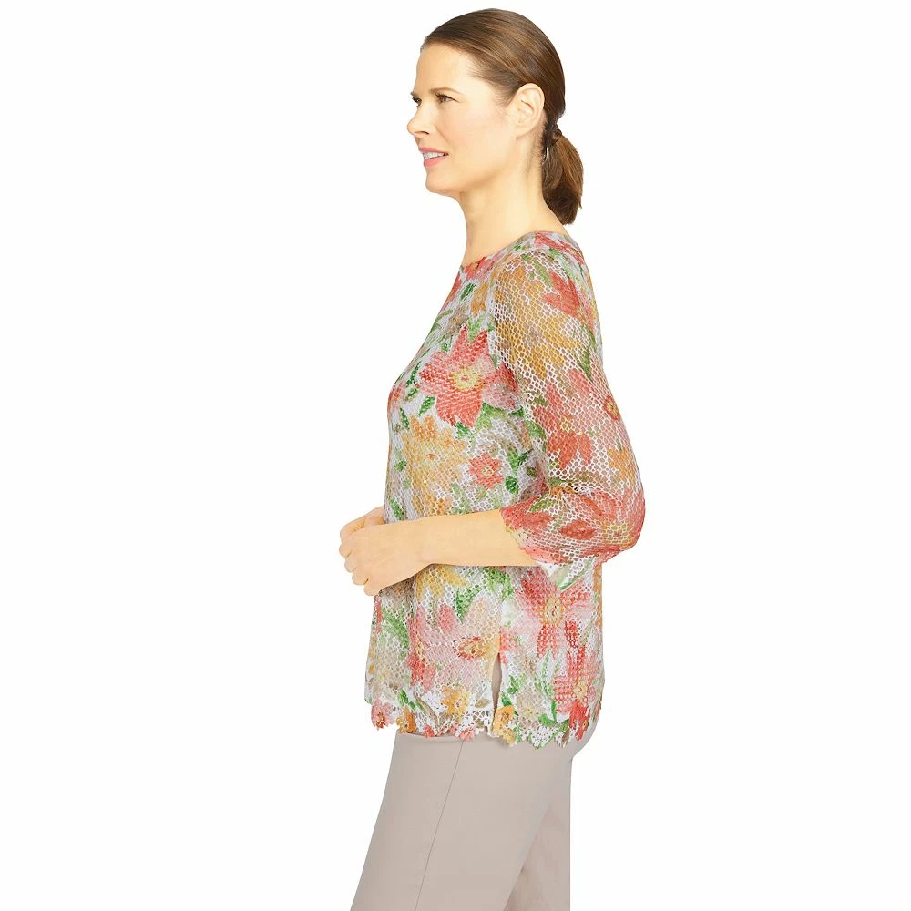Petite Alfred Dunner Key Largo Mesh Floral Textured Top 4 Petite Alfred Dunner Key Largo Mesh Floral Textured Top - Image 4