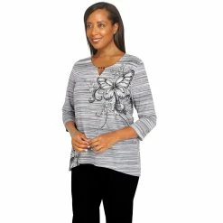 Petite Alfred Dunner Checking In Butterfly Scroll Space Dye Top 7 Petite Alfred Dunner Checking In Butterfly Scroll Space Dye Top -Alfred Dunner Shop 5864768 ALT2