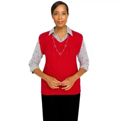 Petite Alfred Dunner Checking In Cable Vest Top