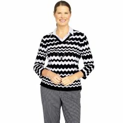 Petite Alfred Dunner Checking In Chevron Sweater