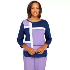 Petite Alfred Dunner Picture Perfect Colorblock Scooopneck Sweater