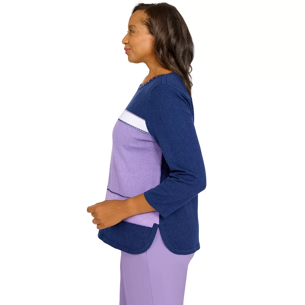 Petite Alfred Dunner Picture Perfect Colorblock Scooopneck Sweater 4 Petite Alfred Dunner Picture Perfect Colorblock Scooopneck Sweater - Image 4
