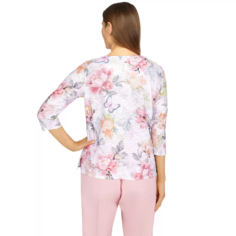 Petite Alfred Dunner Soft Spoken Pearl Collar Soft Knit Top 2 Petite Alfred Dunner Soft Spoken Pearl Collar Soft Knit Top - Image 2