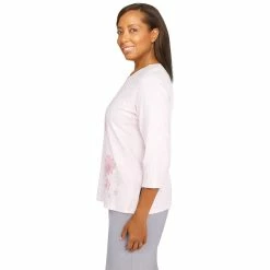 Petite Alfred Dunner Soft Spoken Floral Embroidered Applique Keyhole Top 8 Petite Alfred Dunner Soft Spoken Floral Embroidered Applique Keyhole Top -Alfred Dunner Shop 5864791 ALT3