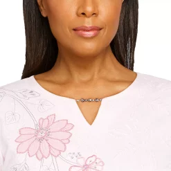 Petite Alfred Dunner Soft Spoken Floral Embroidered Applique Keyhole Top 9 Petite Alfred Dunner Soft Spoken Floral Embroidered Applique Keyhole Top -Alfred Dunner Shop 5864791 ALT4