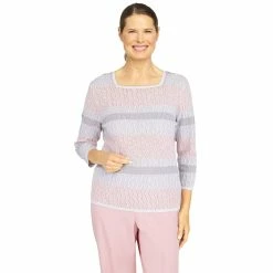 Petite Alfred Dunner Soft-Spoken Biadere Textured Sweater