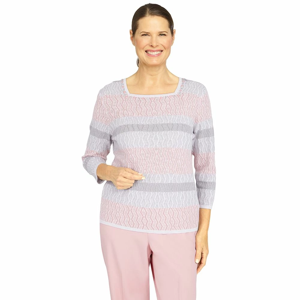 Petite Alfred Dunner Soft-Spoken Biadere Textured Sweater 1 Petite Alfred Dunner Soft-Spoken Biadere Textured Sweater