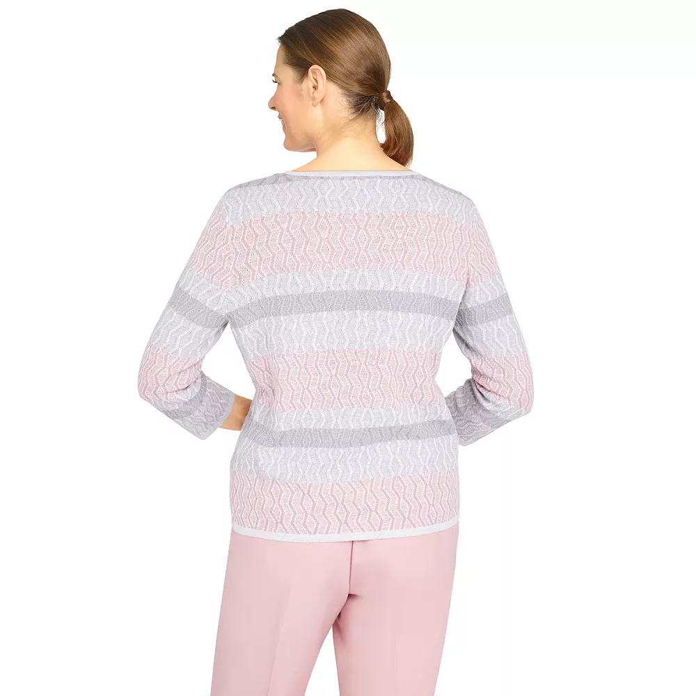 Petite Alfred Dunner Soft-Spoken Biadere Textured Sweater 2 Petite Alfred Dunner Soft-Spoken Biadere Textured Sweater - Image 2