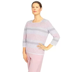 Petite Alfred Dunner Soft-Spoken Biadere Textured Sweater 7 Petite Alfred Dunner Soft-Spoken Biadere Textured Sweater -Alfred Dunner Shop 5864795 ALT2