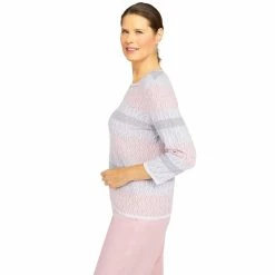 Petite Alfred Dunner Soft-Spoken Biadere Textured Sweater 8 Petite Alfred Dunner Soft-Spoken Biadere Textured Sweater -Alfred Dunner Shop 5864795 ALT3