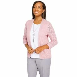 Petite Alfred Dunner Soft Spoken Butterfly Pointelle Texture Two-For-One Sweater 7 Petite Alfred Dunner Soft Spoken Butterfly Pointelle Texture Two-For-One Sweater -Alfred Dunner Shop 5864796 ALT2