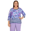 Plus Size Alfred Dunner Picture Perfect Flowers & Stripes Knit Top