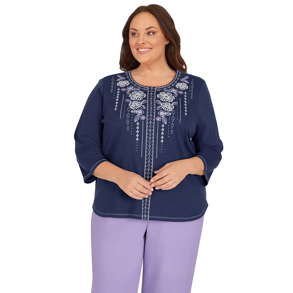 Plus Size Alfred Dunner Picture Perfect Beaded Three Quarter Sleeve Top 1 Plus Size Alfred Dunner Picture Perfect Beaded Three Quarter Sleeve Top