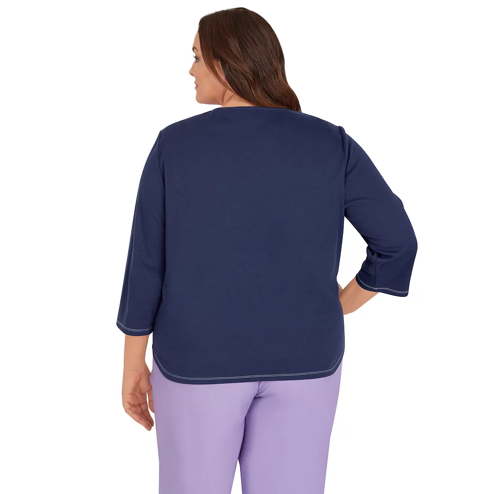 Plus Size Alfred Dunner Picture Perfect Beaded Three Quarter Sleeve Top 2 Plus Size Alfred Dunner Picture Perfect Beaded Three Quarter Sleeve Top - Image 2