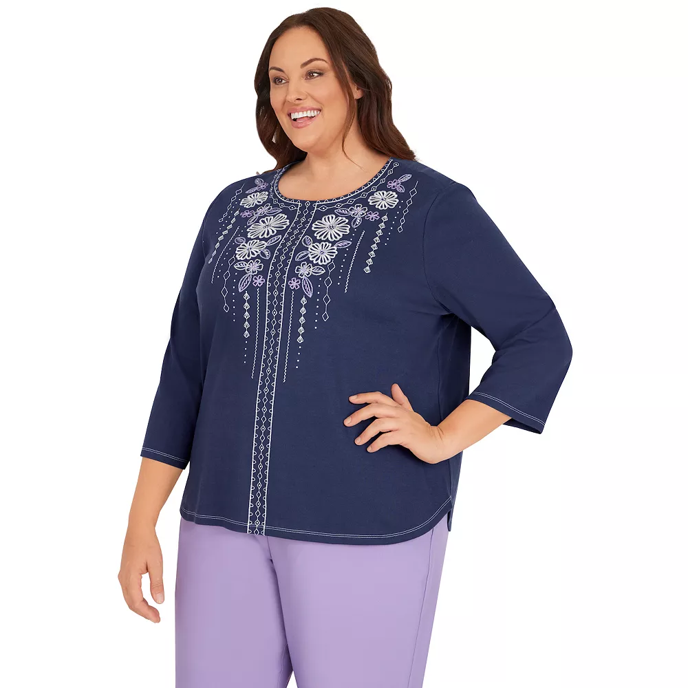 Plus Size Alfred Dunner Picture Perfect Beaded Three Quarter Sleeve Top 3 Plus Size Alfred Dunner Picture Perfect Beaded Three Quarter Sleeve Top - Image 3