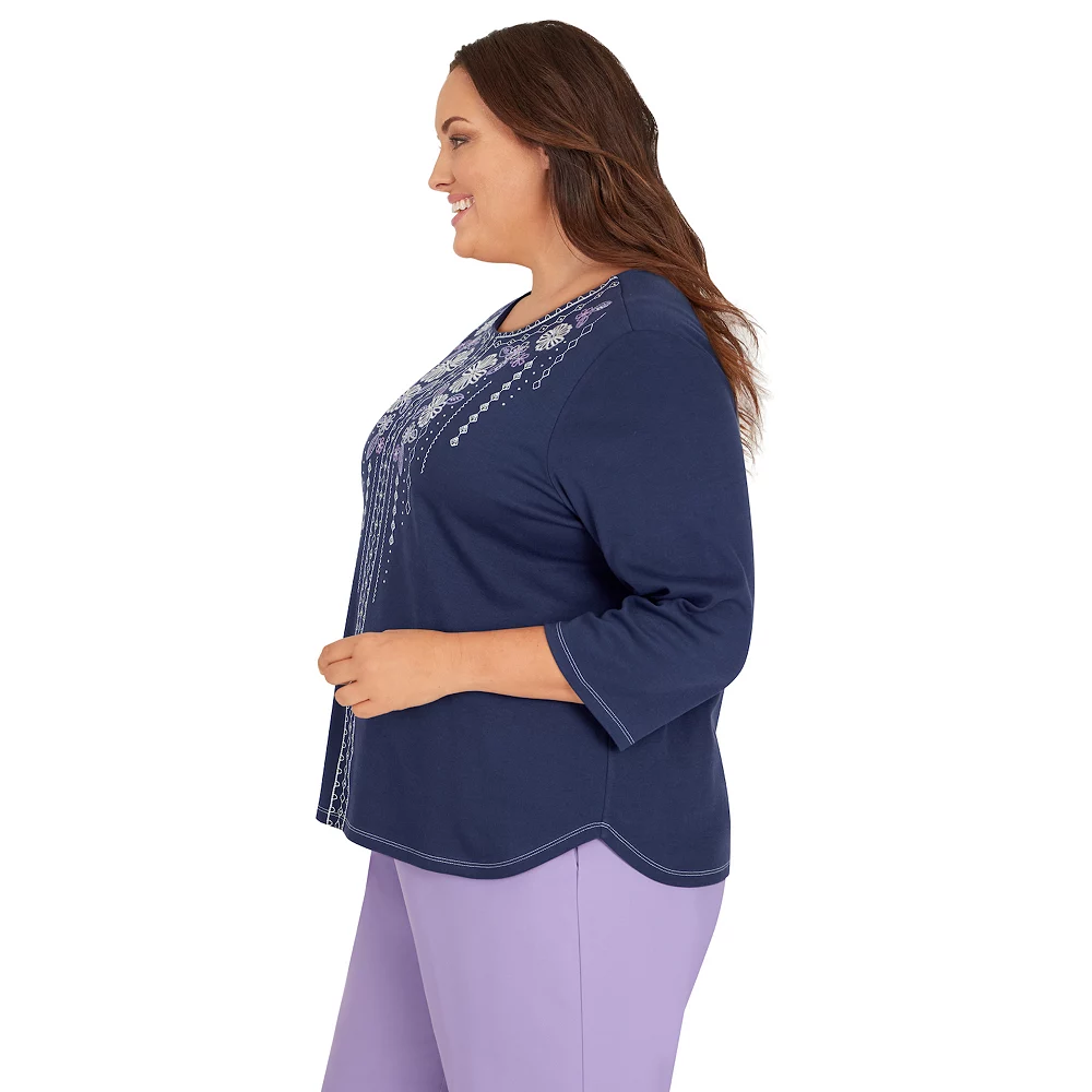 Plus Size Alfred Dunner Picture Perfect Beaded Three Quarter Sleeve Top 4 Plus Size Alfred Dunner Picture Perfect Beaded Three Quarter Sleeve Top - Image 4