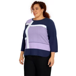 Plus Size Alfred Dunner Picture Perfect Colorblock Scoopneck Sweater -Alfred Dunner Shop 5864861 ALT2