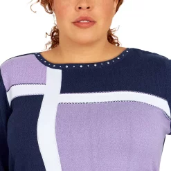Plus Size Alfred Dunner Picture Perfect Colorblock Scoopneck Sweater -Alfred Dunner Shop 5864861 ALT4