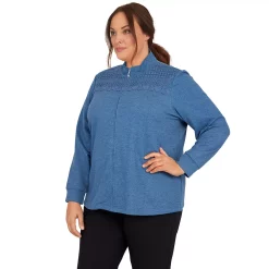 Plus Size Alfred Dunner Funnelneck Long Sleeve Jacket -Alfred Dunner Shop 5907821 ALT2