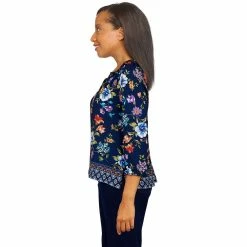 Women's Alfred Dunner Lake Placid Floral Splitneck Blouse -Alfred Dunner Shop 5907842 ALT3