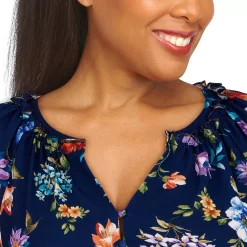 Women's Alfred Dunner Lake Placid Floral Splitneck Blouse -Alfred Dunner Shop 5907842 ALT4