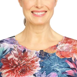 Women's Alfred Dunner Lake Placid Botanical Embellished Lace Applique Print Top -Alfred Dunner Shop 5907845 ALT4