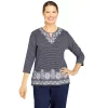 Women's Alfred Dunner Lake Placid Embroidered Mini Stripe Top