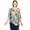 Women's Alfred Dunner Lake Placid Embellished Asymmetrical Hemline Print Top