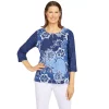Women's Alfred Dunner Lake Placid Floral Shimmer Crewneck Print Top
