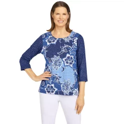Women's Alfred Dunner Lake Placid Floral Shimmer Crewneck Print Top