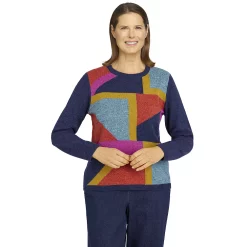 Women's Alfred Dunner Lake Placid Colorblock Crewneck Sweater
