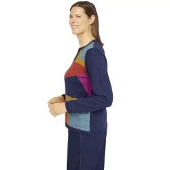 Women's Alfred Dunner Lake Placid Colorblock Crewneck Sweater -Alfred Dunner Shop 5907850 ALT3