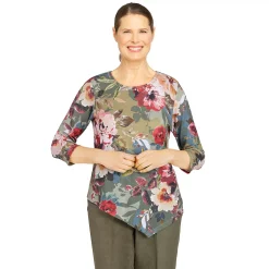 Women's Alfred Dunner Asymmetrical Hem Floral Print Top