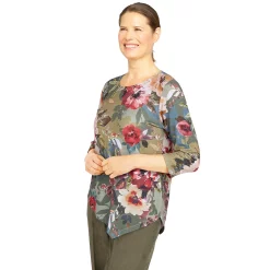 Women's Alfred Dunner Asymmetrical Hem Floral Print Top -Alfred Dunner Shop 5907860 ALT2