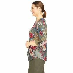 Women's Alfred Dunner Asymmetrical Hem Floral Print Top -Alfred Dunner Shop 5907860 ALT3