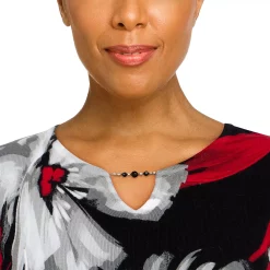 Women's Alfred Dunner Flower Splitneck Three Quarter Sleeve Sweater -Alfred Dunner Shop 5909477 ALT4