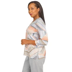 Women's Alfred Dunner Lace Crewneck Stripe Print Top -Alfred Dunner Shop 5909483 ALT3