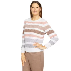 Women's Alfred Dunner Crewneck Long Sleeve Pointelle Chenille Sweater -Alfred Dunner Shop 5909489 ALT2