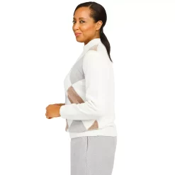 Women's Alfred Dunner Mockneck Long Sleeves Argyle Chenille Sweater -Alfred Dunner Shop 5909490 ALT3