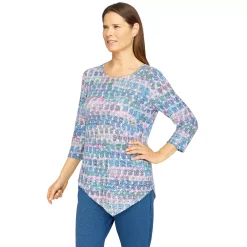 Petite Alfred Dunner Crewneck Asymmetrical Hem Top -Alfred Dunner Shop 5909656 ALT2