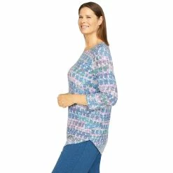 Petite Alfred Dunner Crewneck Asymmetrical Hem Top -Alfred Dunner Shop 5909656 ALT3